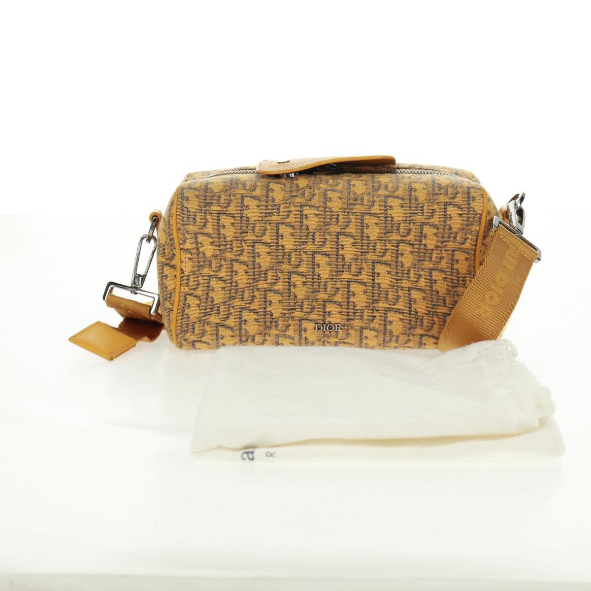 Christian Dior Trotter Canvas Saddle Oblique Dior Lanco Bag Yellow Auth 165473M