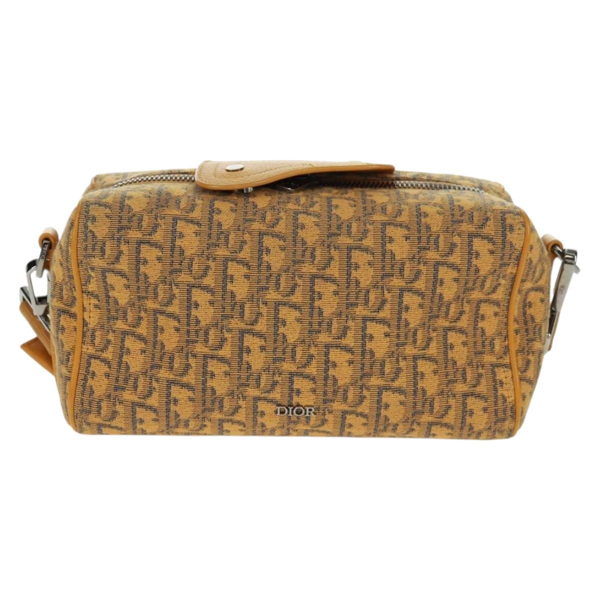 Christian Dior Trotter Canvas Saddle Oblique Dior Lanco Bag Yellow Auth 165473M