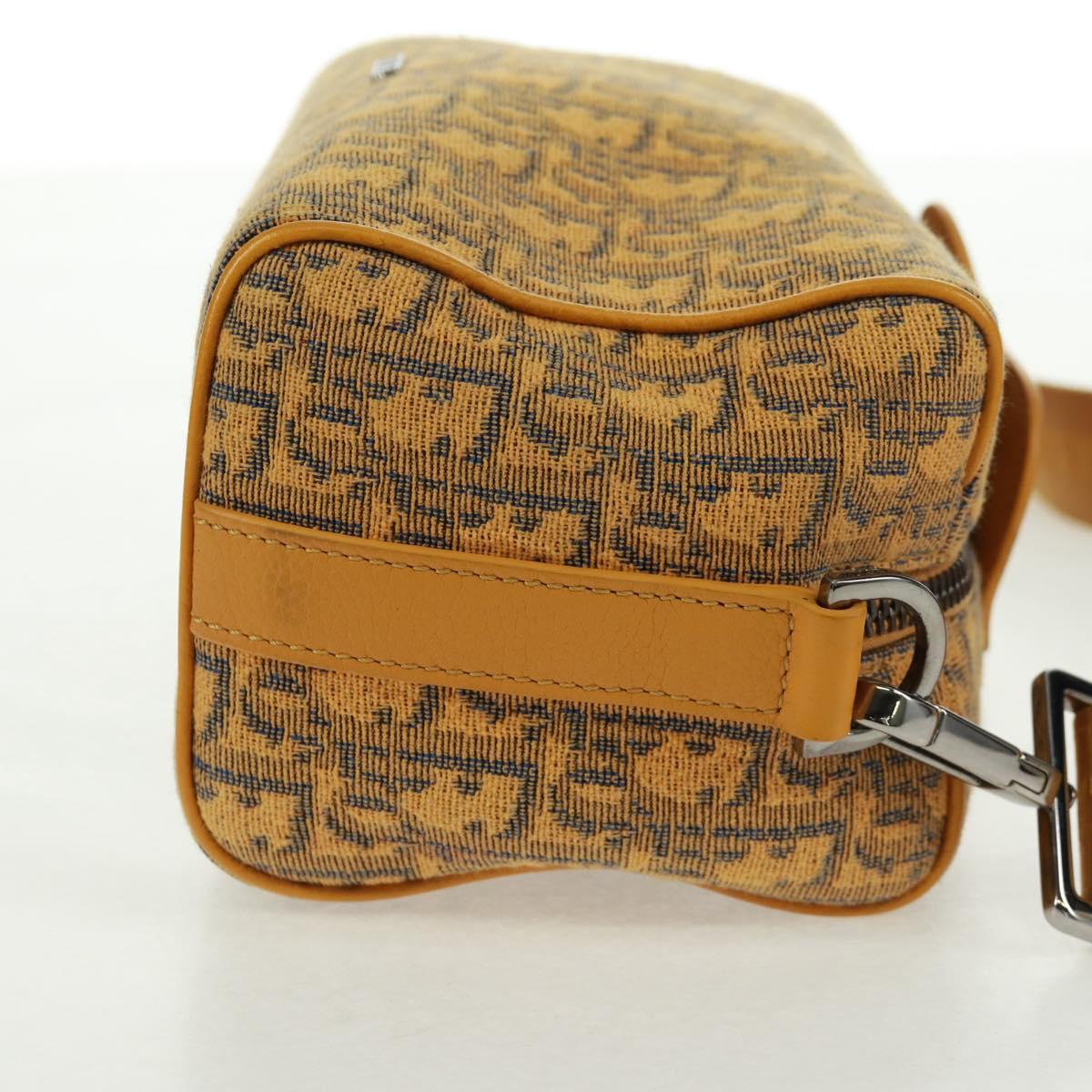 Christian Dior Trotter Canvas Saddle Oblique Dior Lanco Bag Yellow Auth 165473M