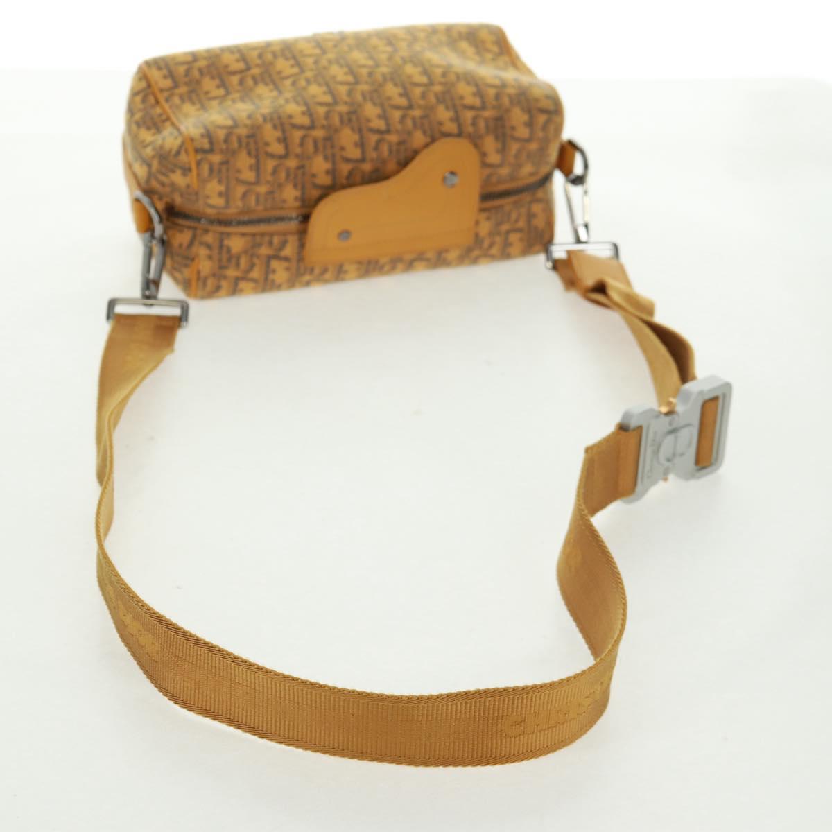 Christian Dior Trotter Canvas Saddle Oblique Dior Lanco Bag Yellow Auth 165473M