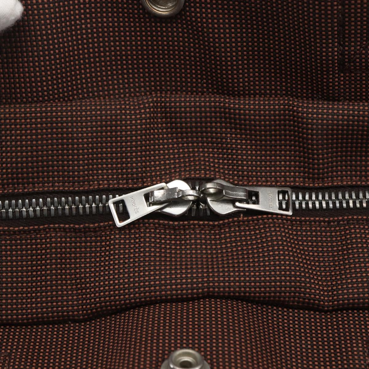 HERMES Her Line Tote MM Tote Bag Canvas Brown Auth 165475