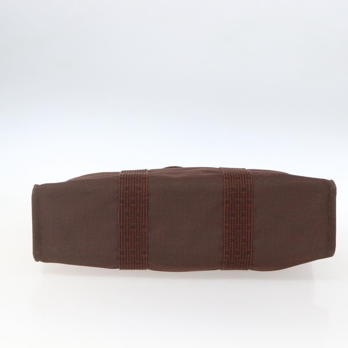 HERMES Her Line Tote MM Tote Bag Canvas Brown Auth 165475