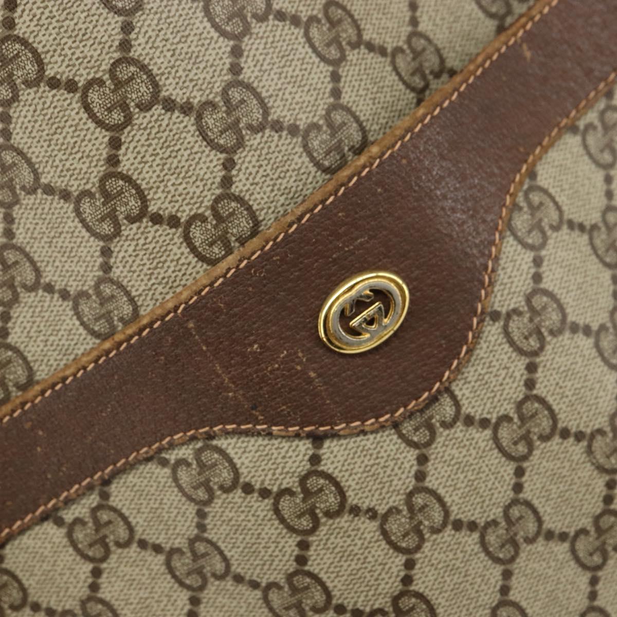 GUCCI GG Supreme Web Sherry Line Tote Bag PVC Beige Gold 89 02 003 Auth 165476