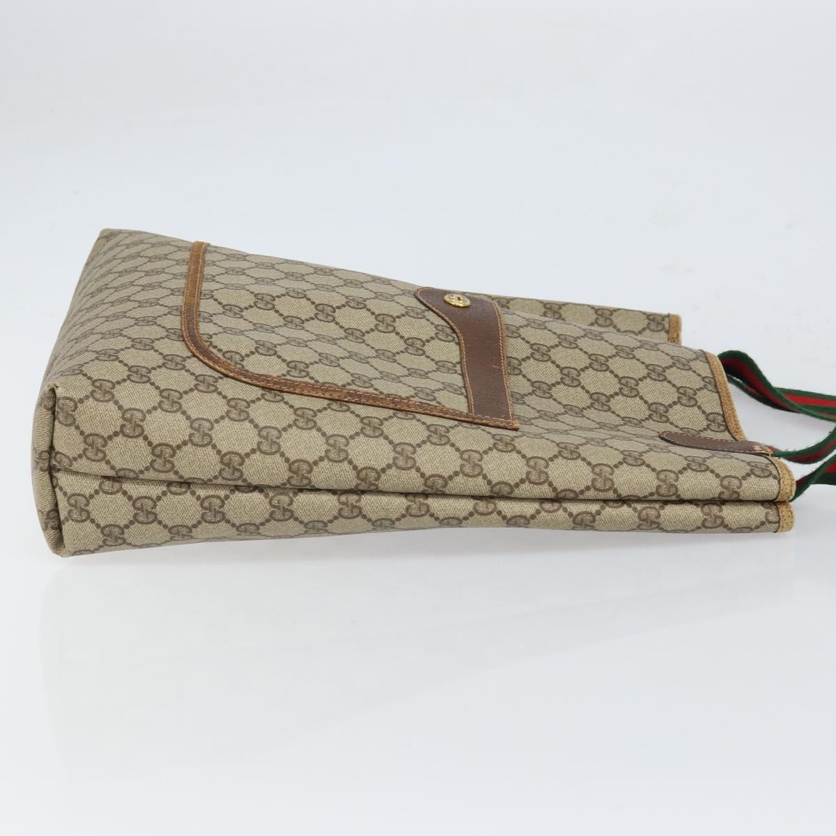 GUCCI GG Supreme Web Sherry Line Tote Bag PVC Beige Gold 89 02 003 Auth 165476