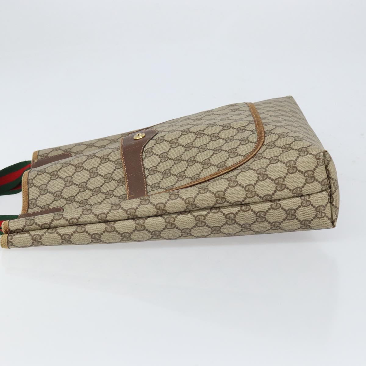 GUCCI GG Supreme Web Sherry Line Tote Bag PVC Beige Gold 89 02 003 Auth 165476