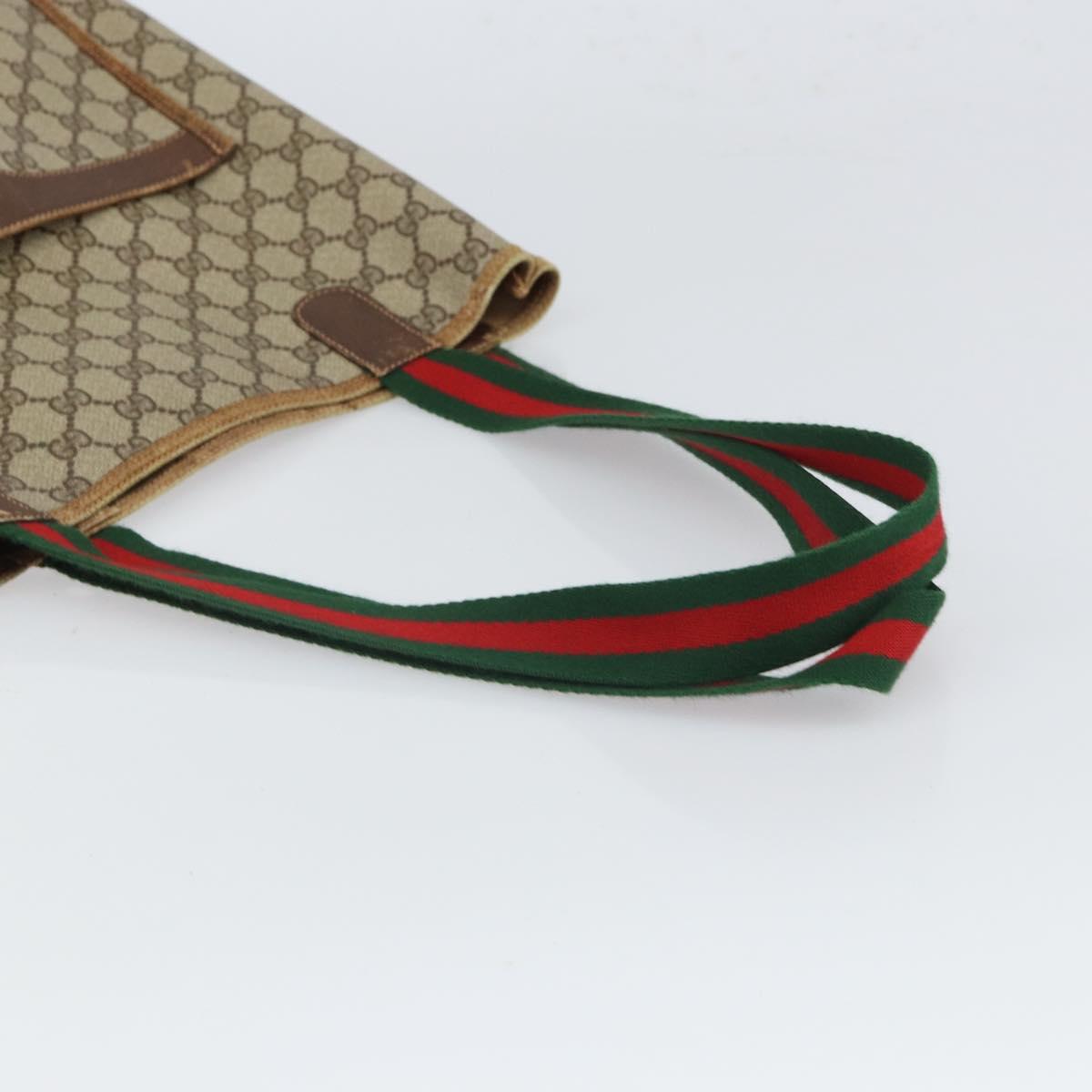 GUCCI GG Supreme Web Sherry Line Tote Bag PVC Beige Gold 89 02 003 Auth 165476
