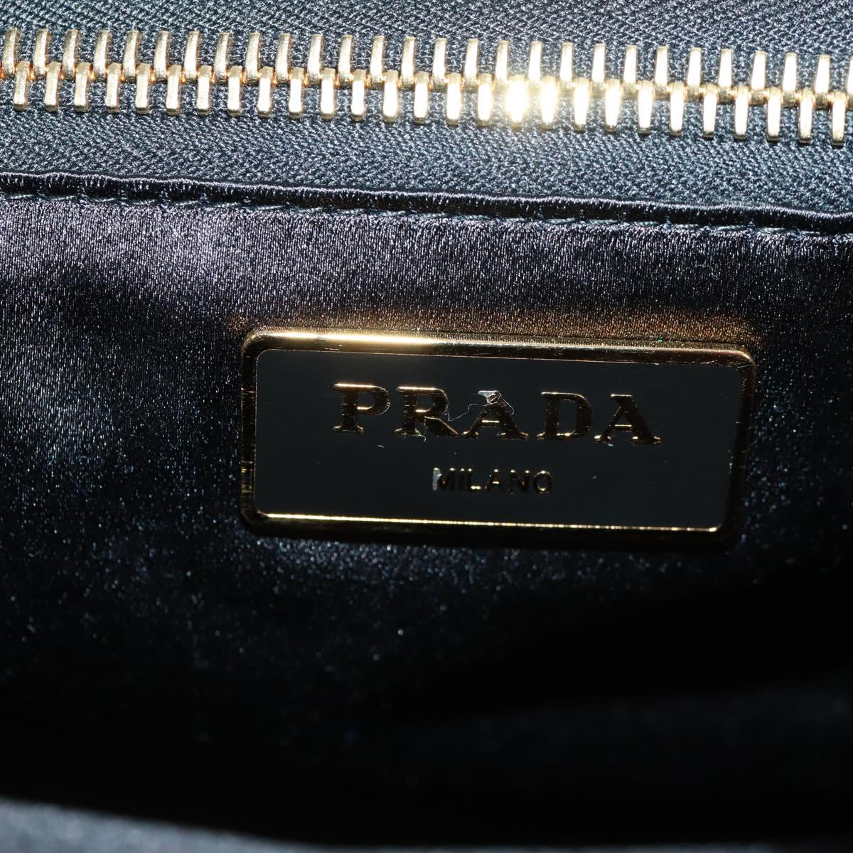 PRADA Sequin Tote Bag Nylon Gold Black Auth 165478V