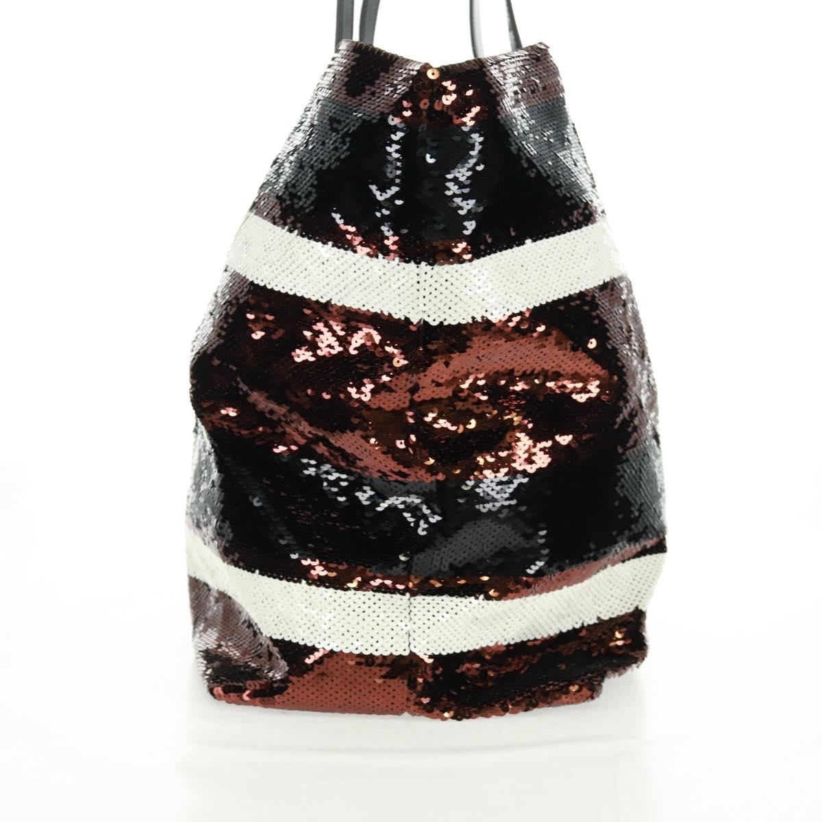 PRADA Sequin Tote Bag Nylon Gold Black Auth 165478V