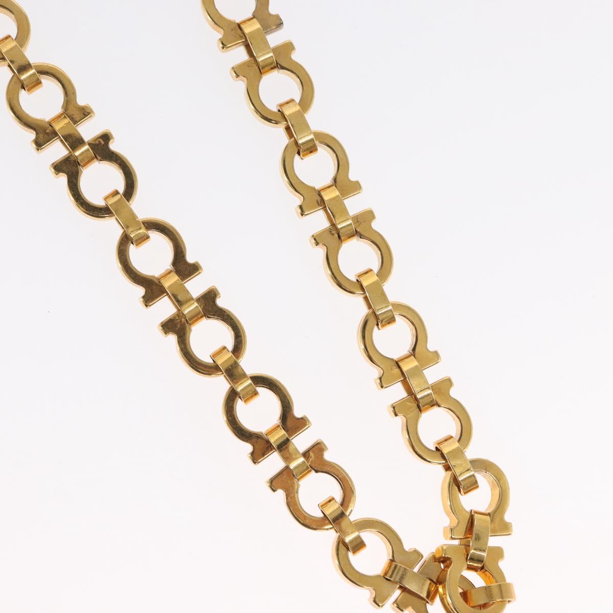 Salvatore Ferragamo Gancini Necklace metal Gold Tone Auth 165483