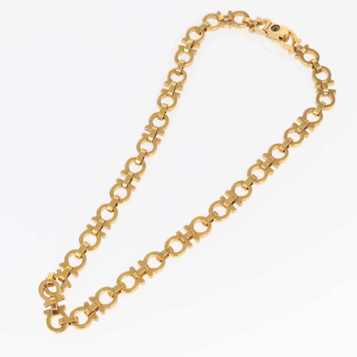 Salvatore Ferragamo Gancini Necklace metal Gold Tone Auth 165483