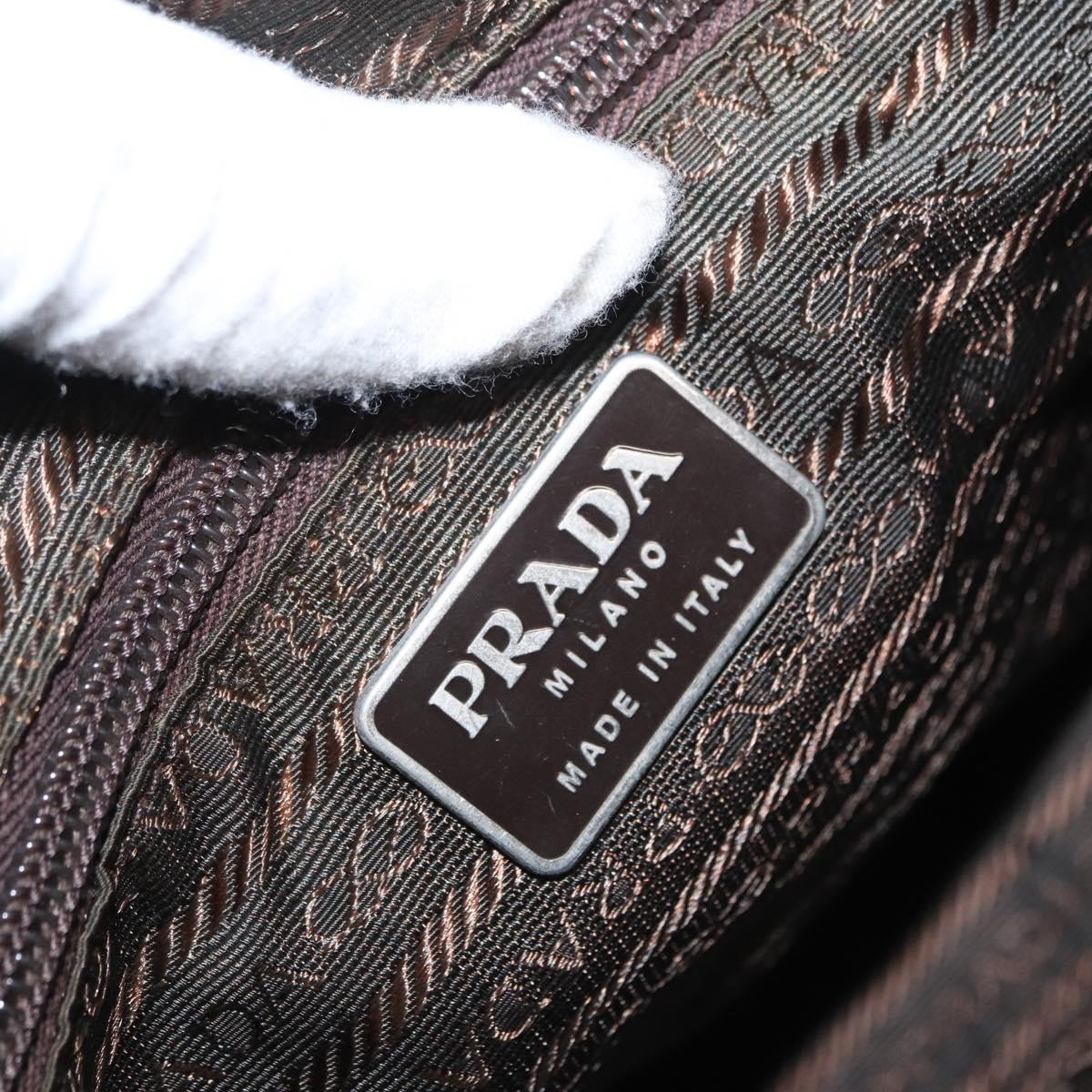 PRADA Shoulder Bag Nylon Khaki Silver Auth 165486