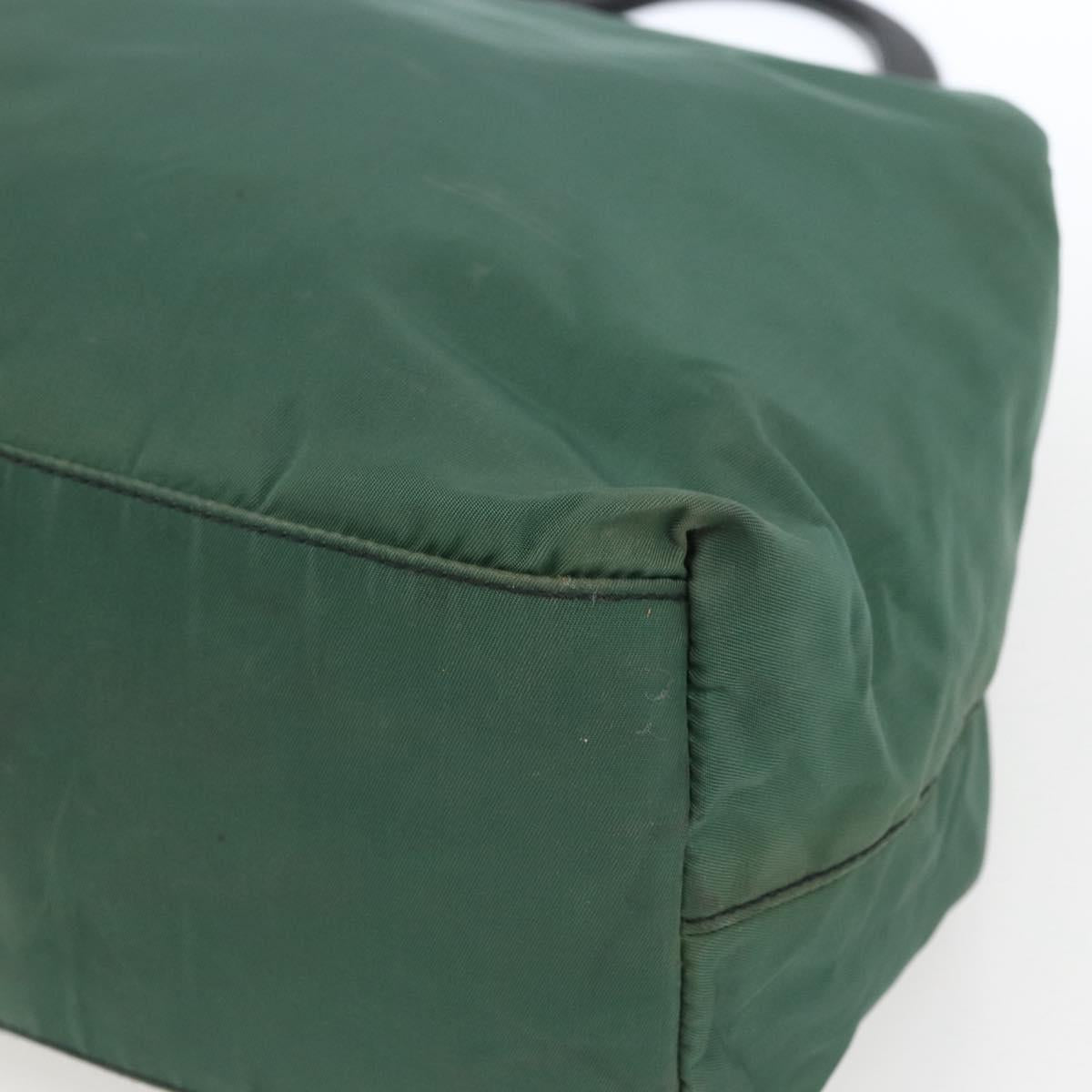 PRADA Hand Bag Nylon Green Silver Auth 165487