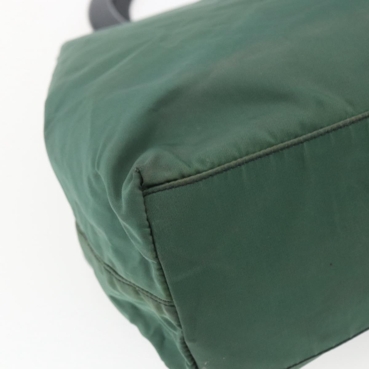 PRADA Hand Bag Nylon Green Silver Auth 165487