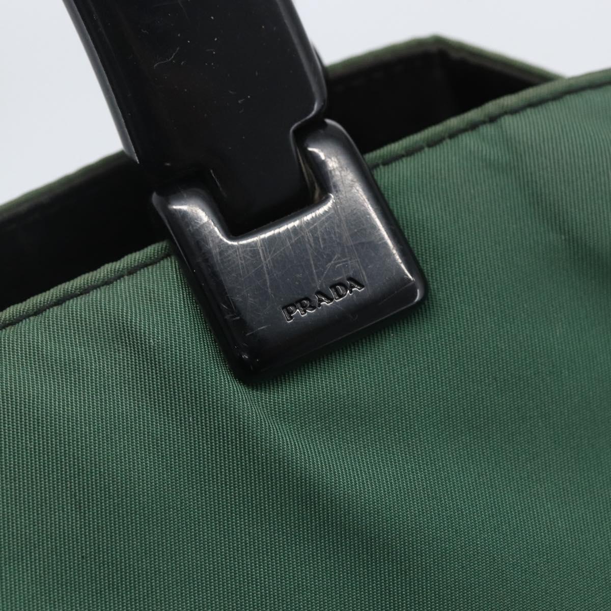 PRADA Hand Bag Nylon Green Silver Auth 165487