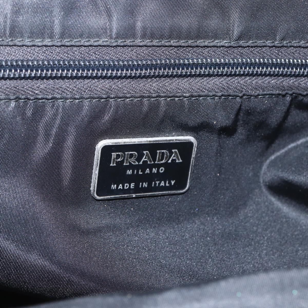 PRADA Hand Bag Nylon Green Silver Auth 165487