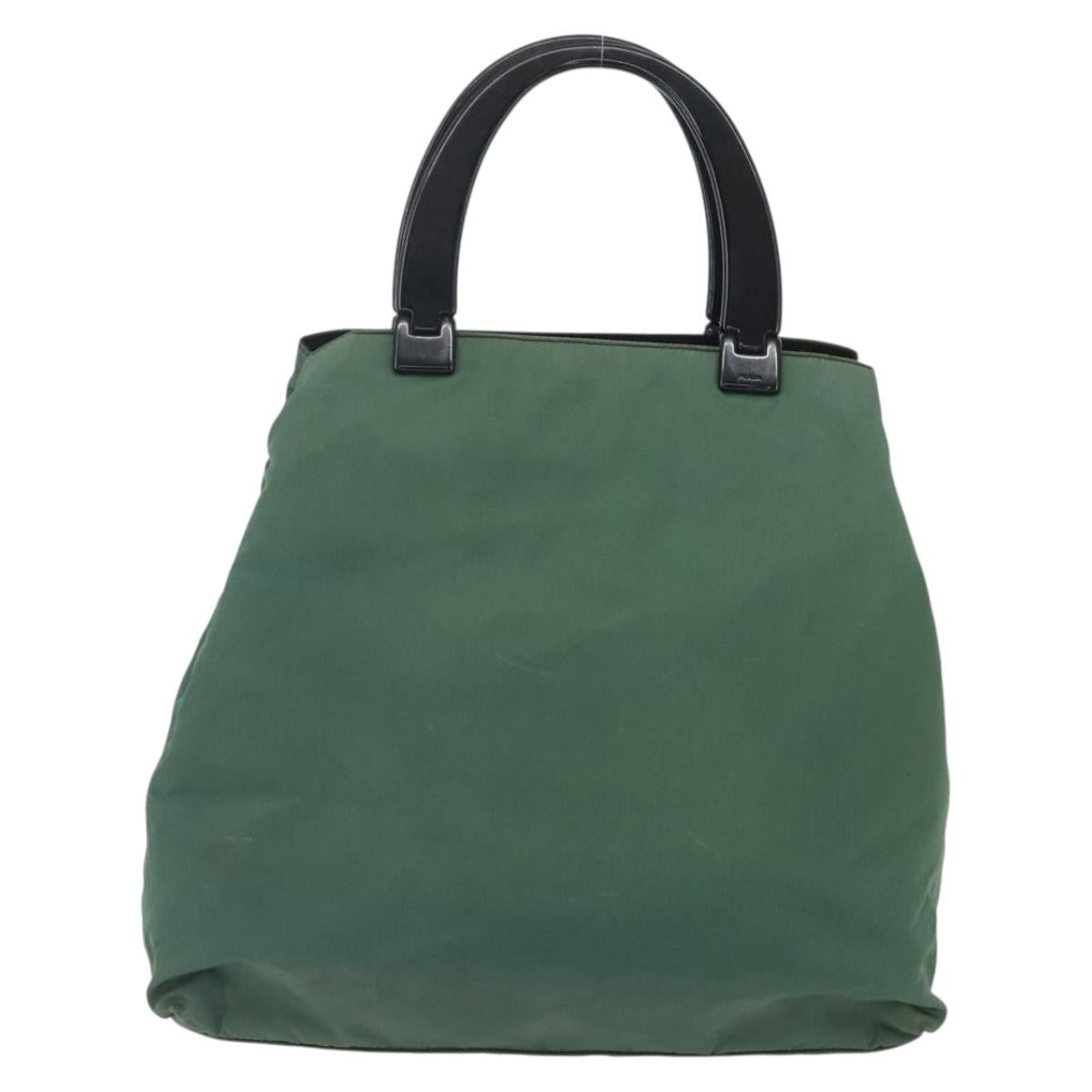 PRADA Hand Bag Nylon Green Silver Auth 165487