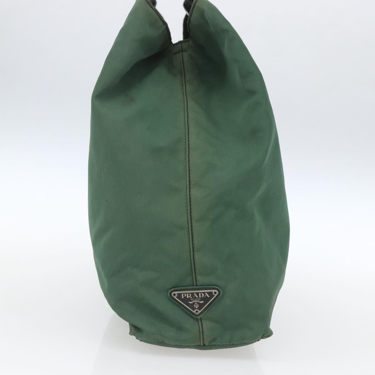 PRADA Hand Bag Nylon Green Silver Auth 165487