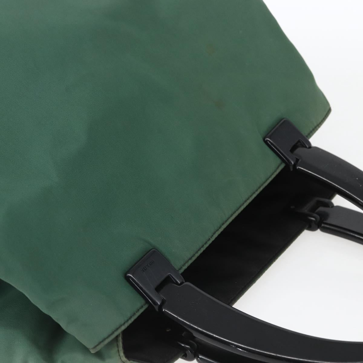 PRADA Hand Bag Nylon Green Silver Auth 165487