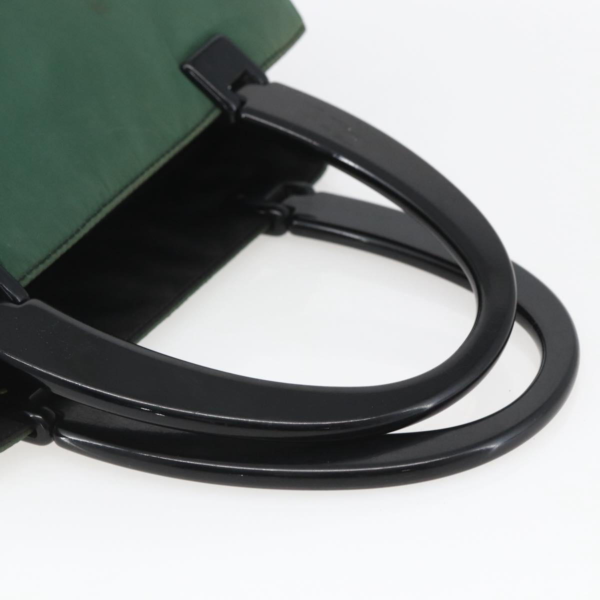 PRADA Hand Bag Nylon Green Silver Auth 165487
