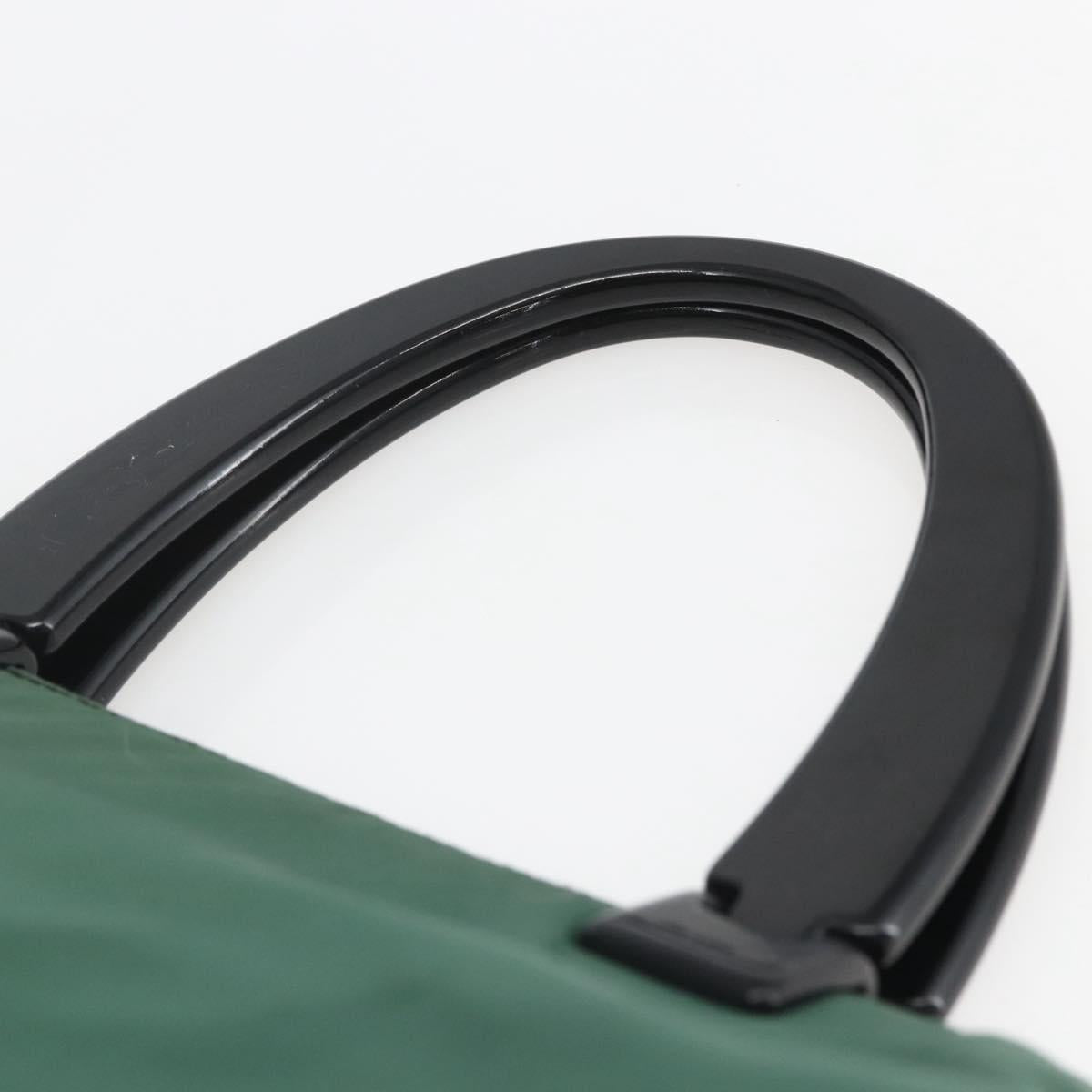 PRADA Hand Bag Nylon Green Silver Auth 165487