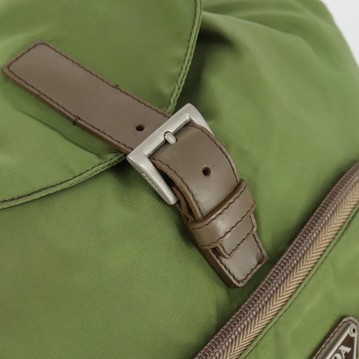 PRADA Backpack Nylon Green Silver Auth 165488