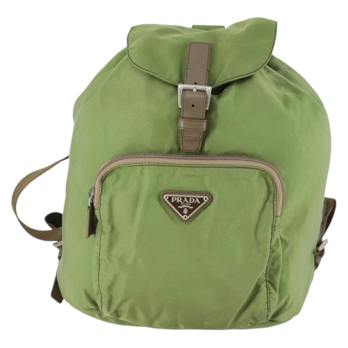 PRADA Backpack Nylon Green Silver Auth 165488