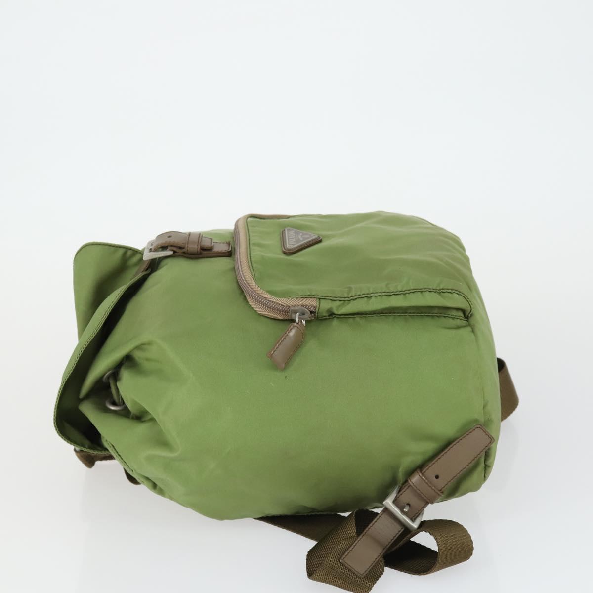 PRADA Backpack Nylon Green Silver Auth 165488