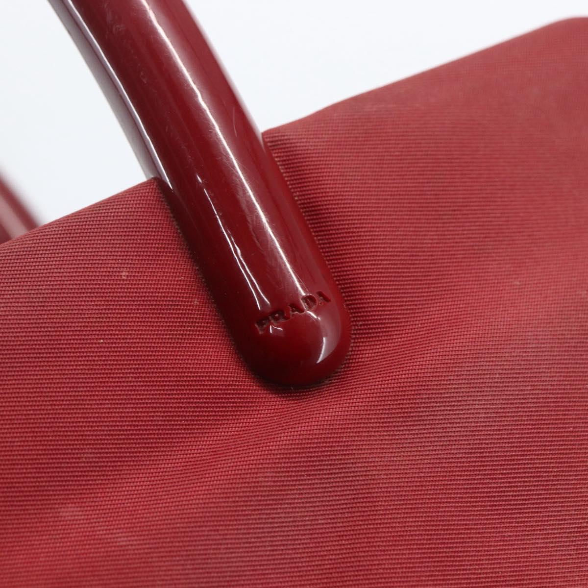 PRADA Hand Bag Nylon Red Silver Auth 165491