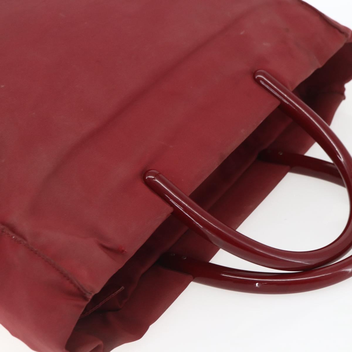 PRADA Hand Bag Nylon Red Silver Auth 165491