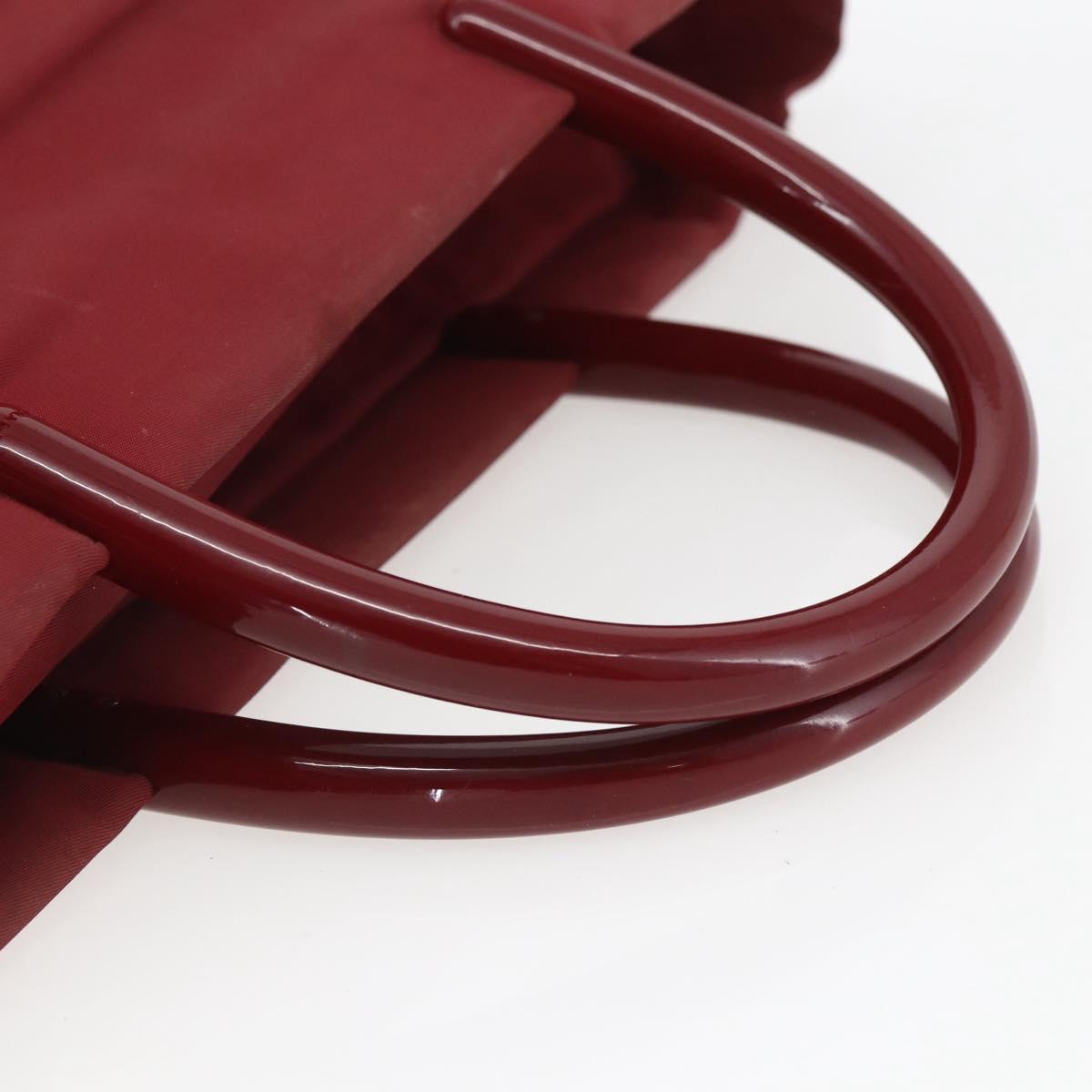 PRADA Hand Bag Nylon Red Silver Auth 165491