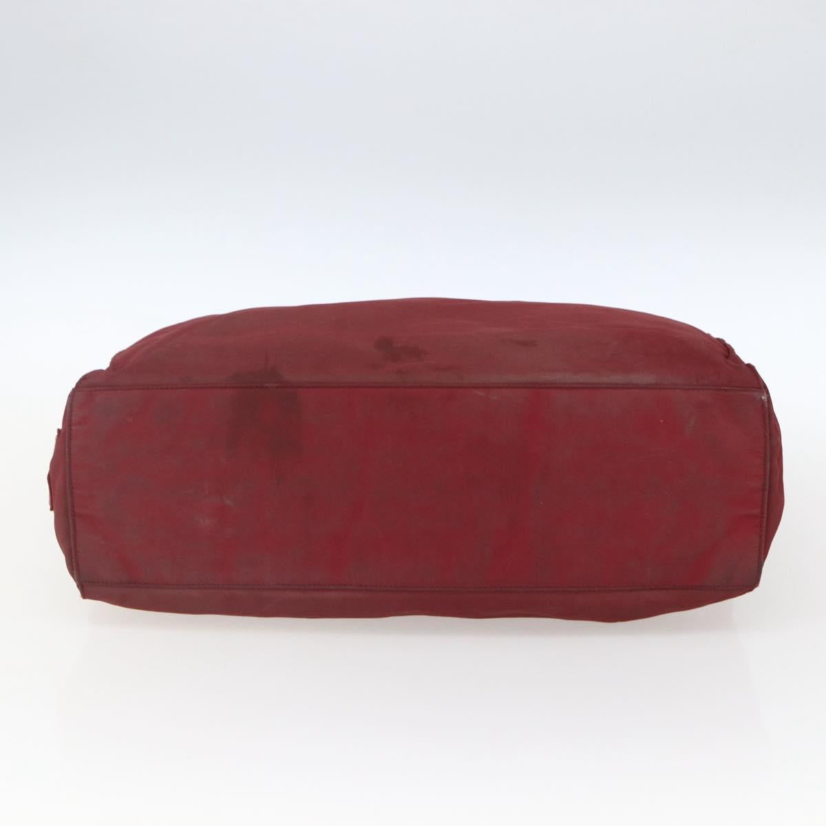 PRADA Hand Bag Nylon Red Silver Auth 165491