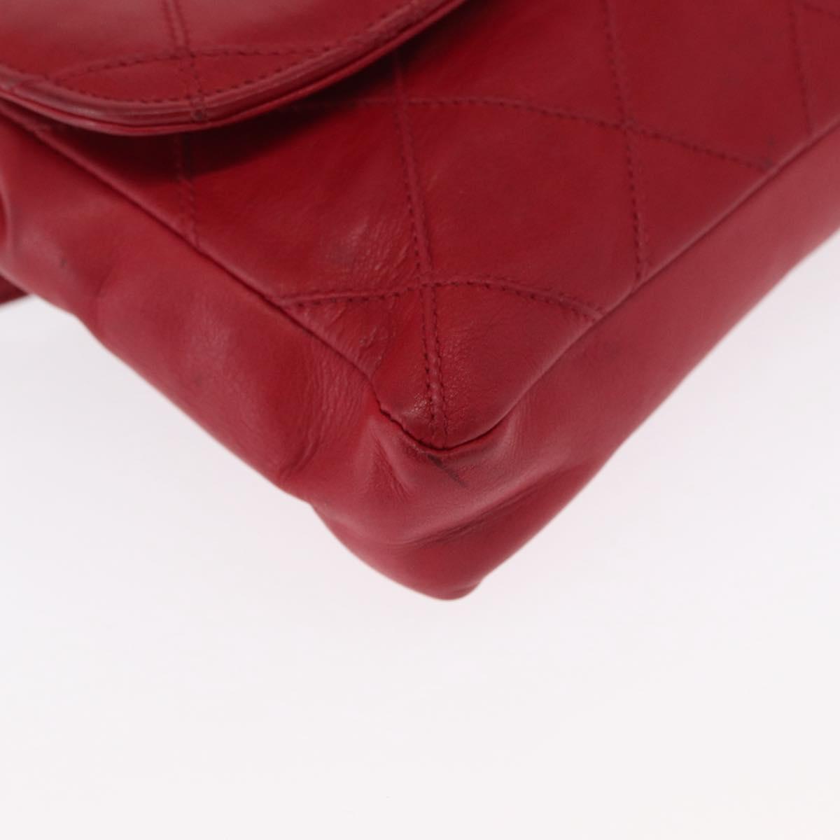 CHANEL Bicolore Waist bag Lamb Skin Red Gold CC Auth 165492