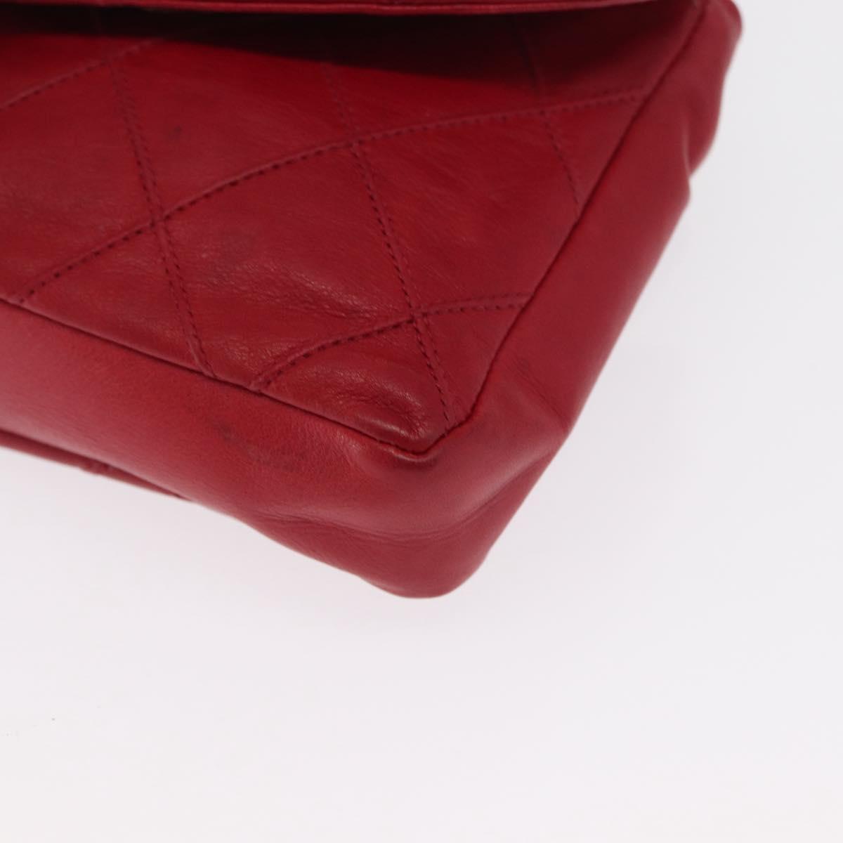 CHANEL Bicolore Waist bag Lamb Skin Red Gold CC Auth 165492