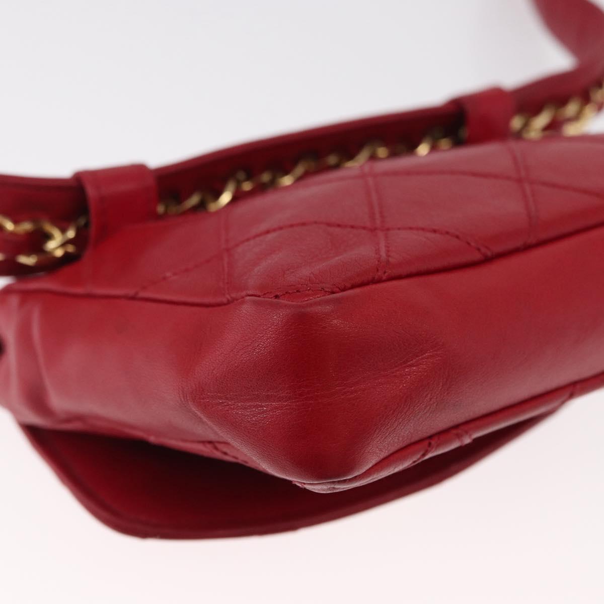 CHANEL Bicolore Waist bag Lamb Skin Red Gold CC Auth 165492