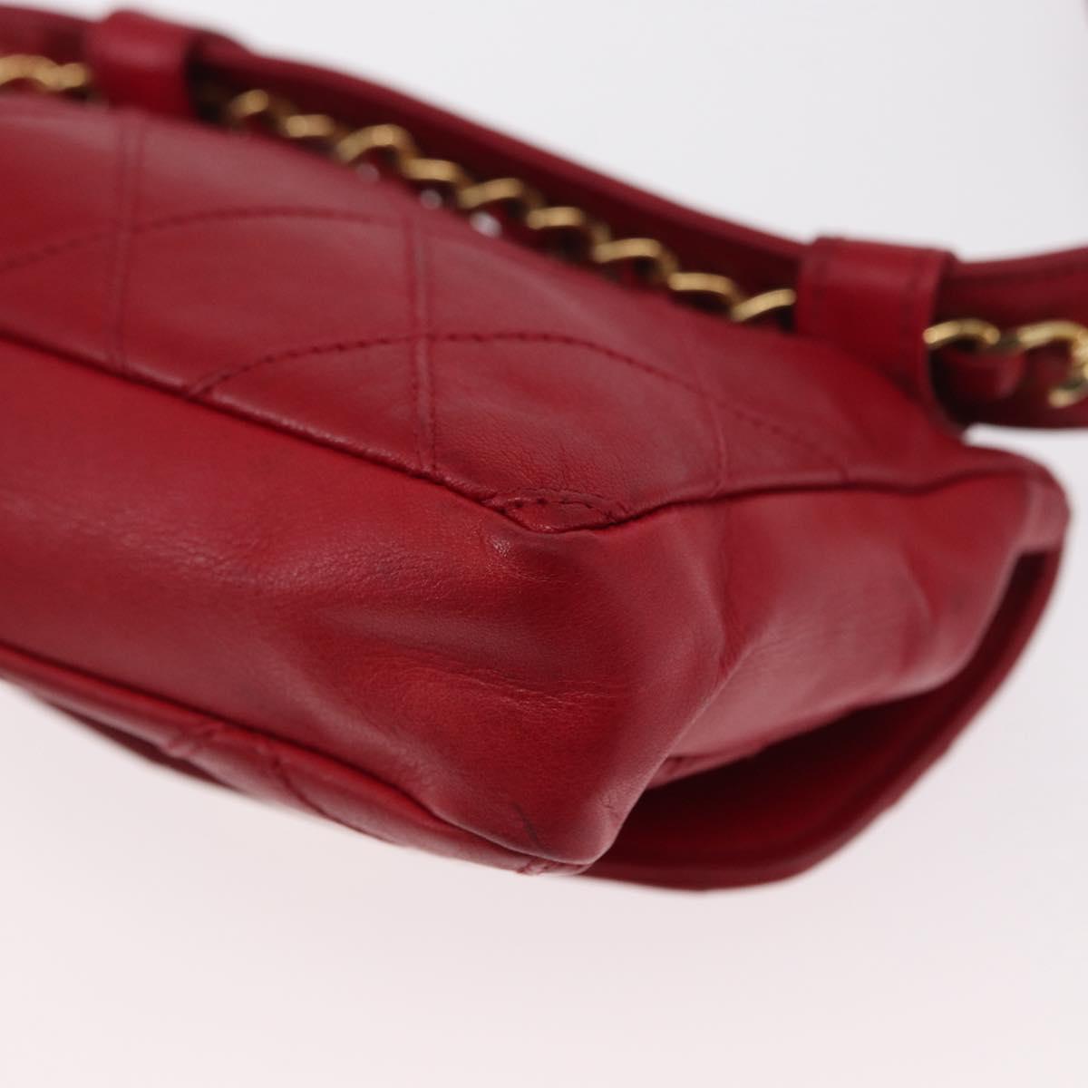 CHANEL Bicolore Waist bag Lamb Skin Red Gold CC Auth 165492