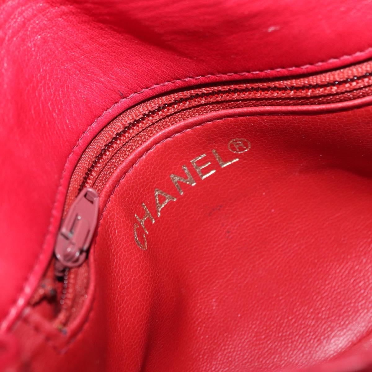 CHANEL Bicolore Waist bag Lamb Skin Red Gold CC Auth 165492