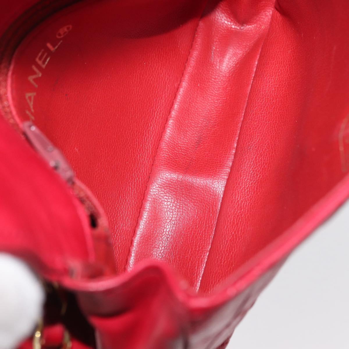 CHANEL Bicolore Waist bag Lamb Skin Red Gold CC Auth 165492