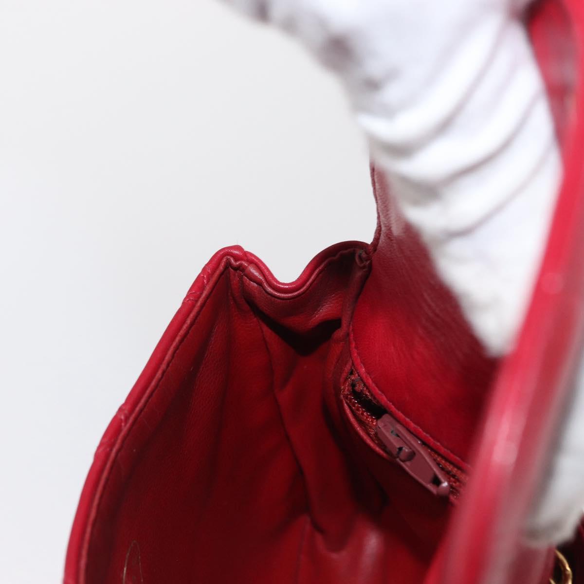 CHANEL Bicolore Waist bag Lamb Skin Red Gold CC Auth 165492