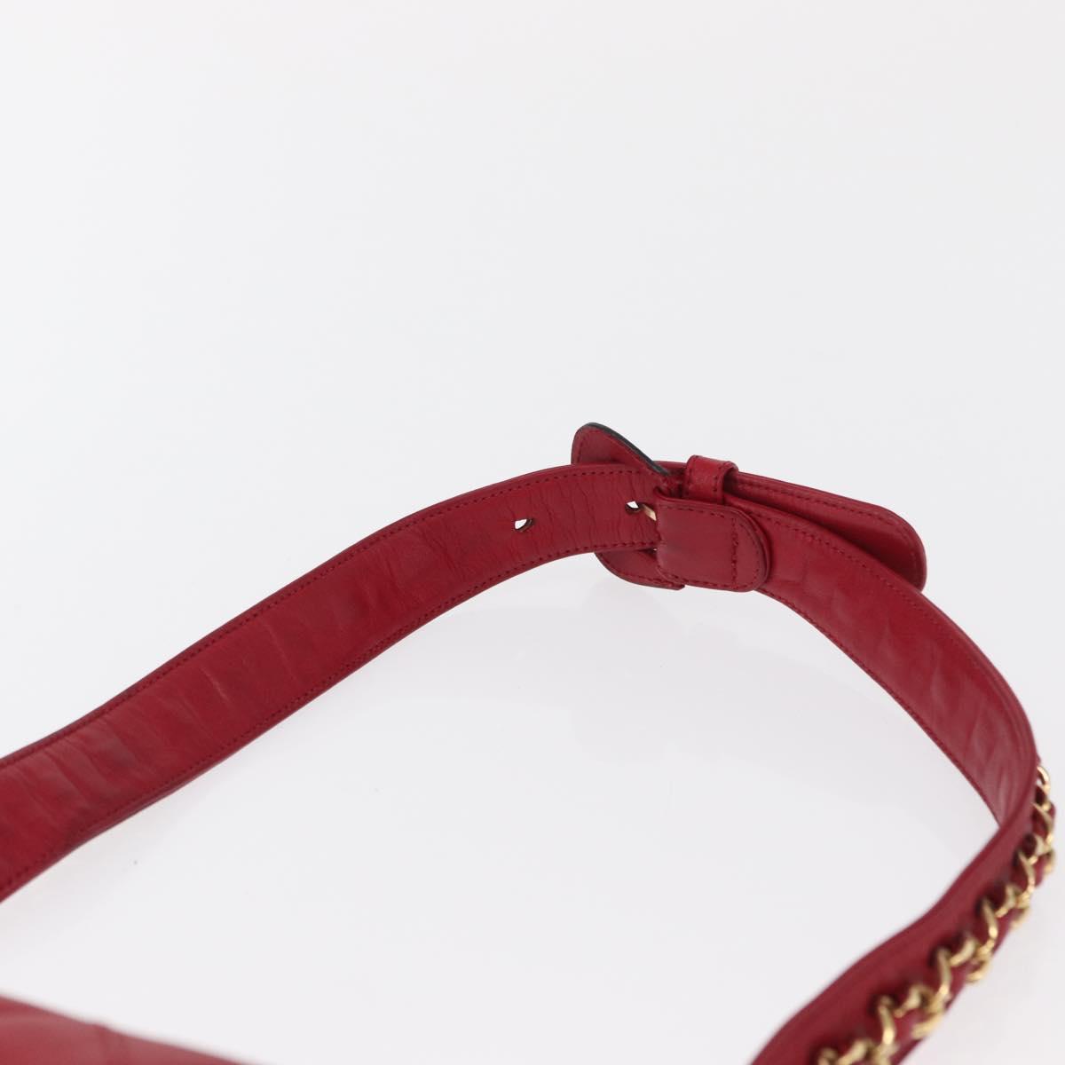 CHANEL Bicolore Waist bag Lamb Skin Red Gold CC Auth 165492