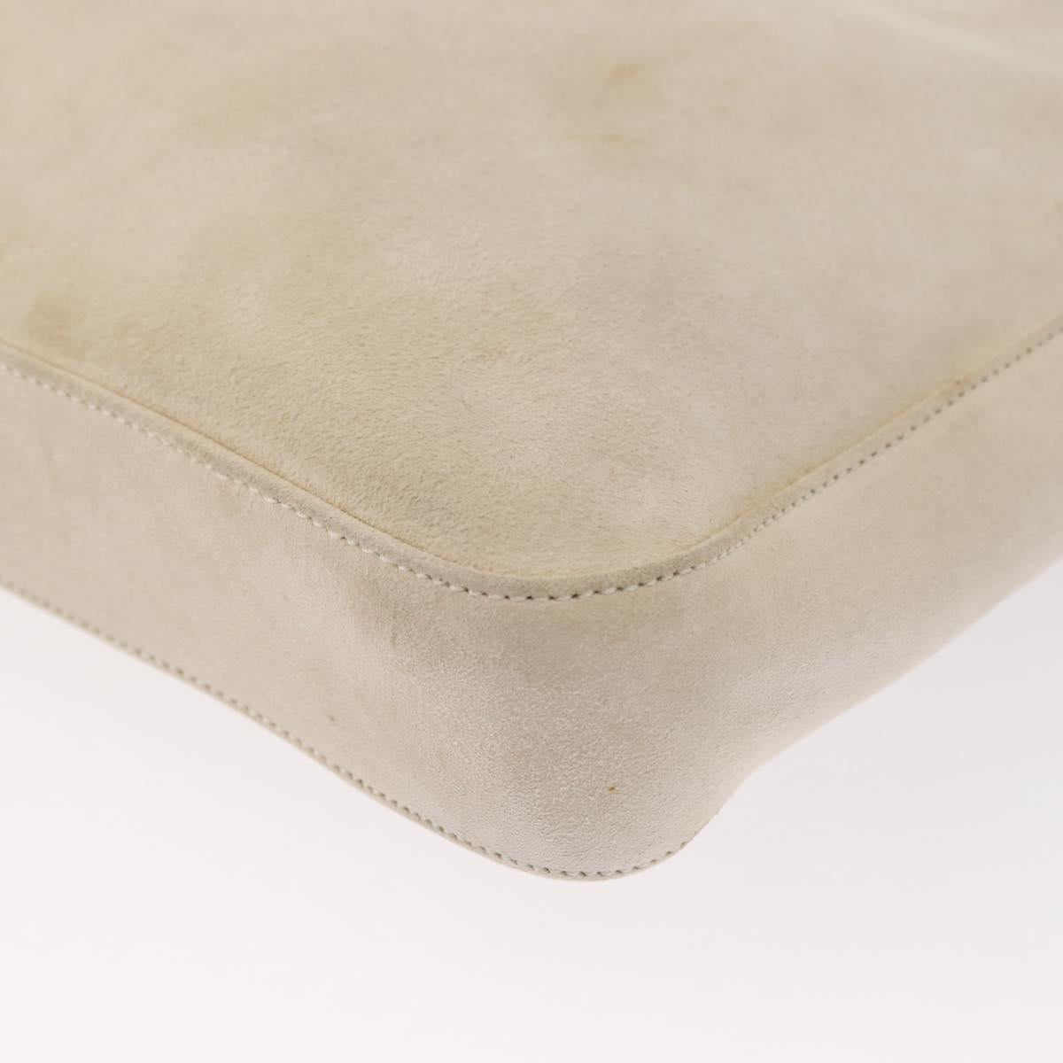 PRADA Chain Shoulder Bag Suede White Auth 165493