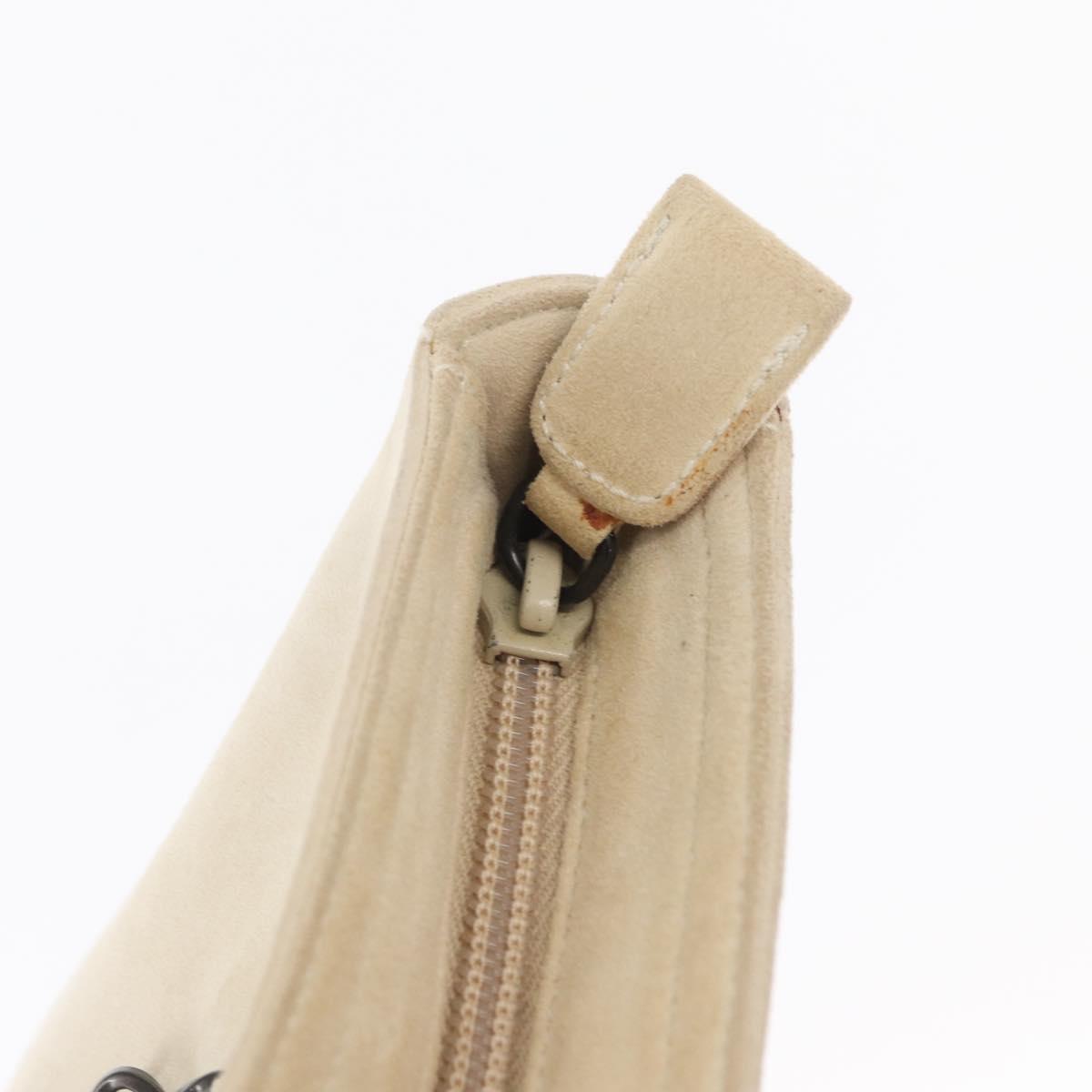 PRADA Chain Shoulder Bag Suede White Auth 165493