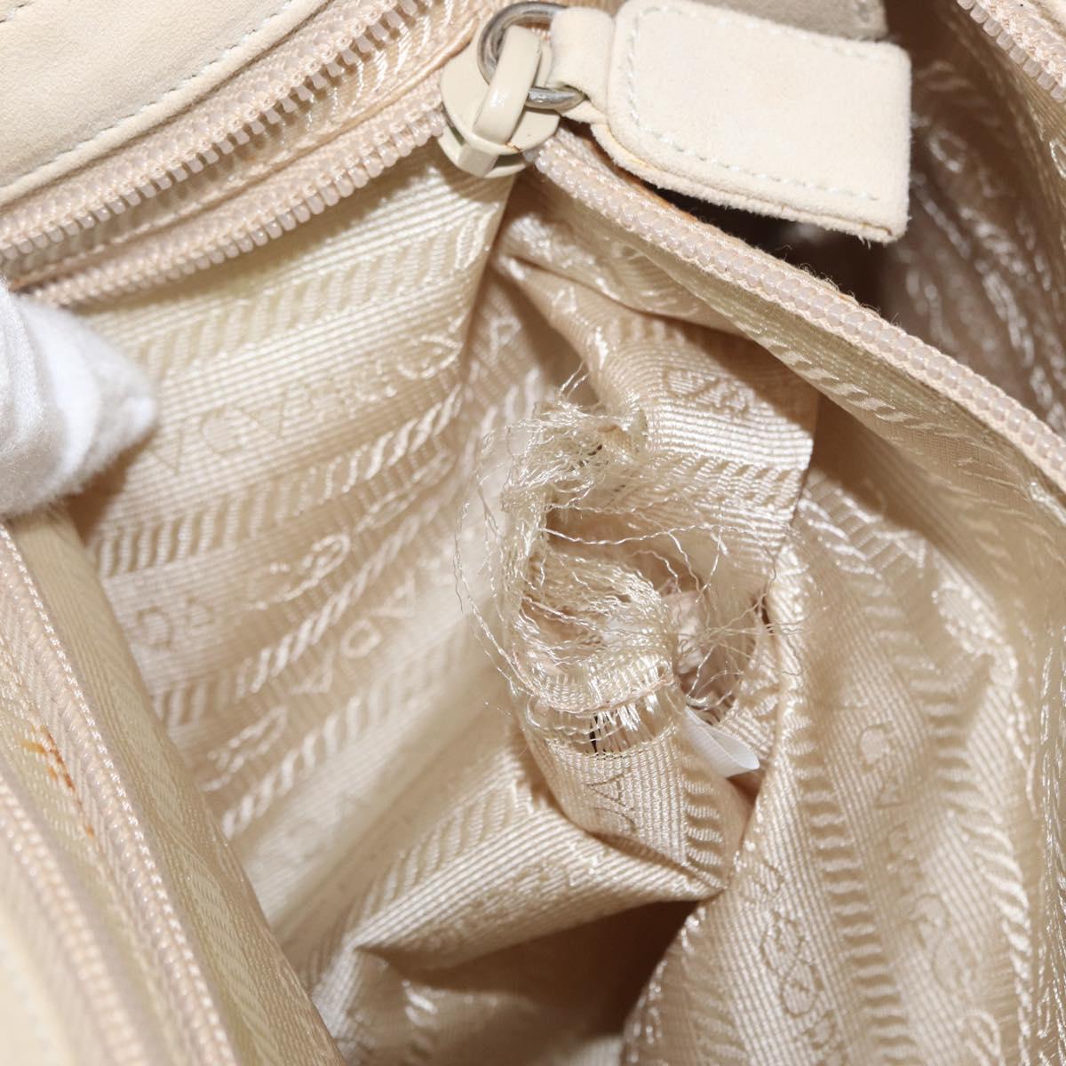 PRADA Chain Shoulder Bag Suede White Auth 165493
