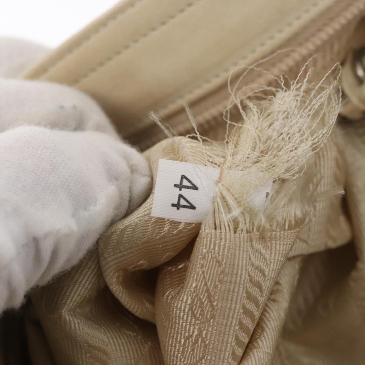 PRADA Chain Shoulder Bag Suede White Auth 165493