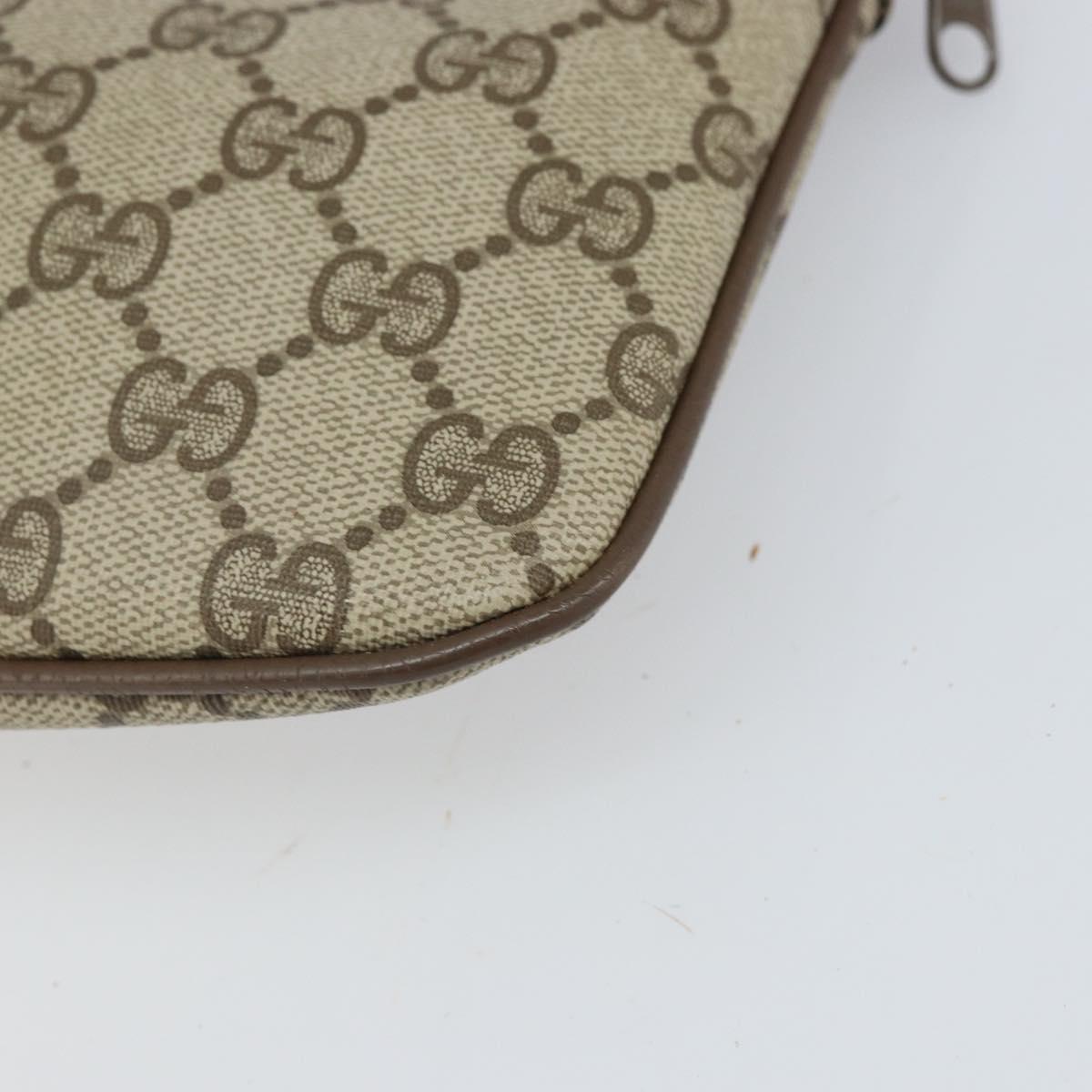 GUCCI GG Supreme Web Sherry Line Shoulder Bag PVC Beige Gold Auth 165494