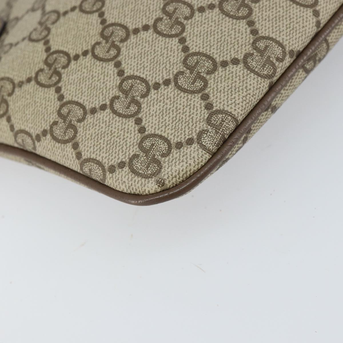 GUCCI GG Supreme Web Sherry Line Shoulder Bag PVC Beige Gold Auth 165494