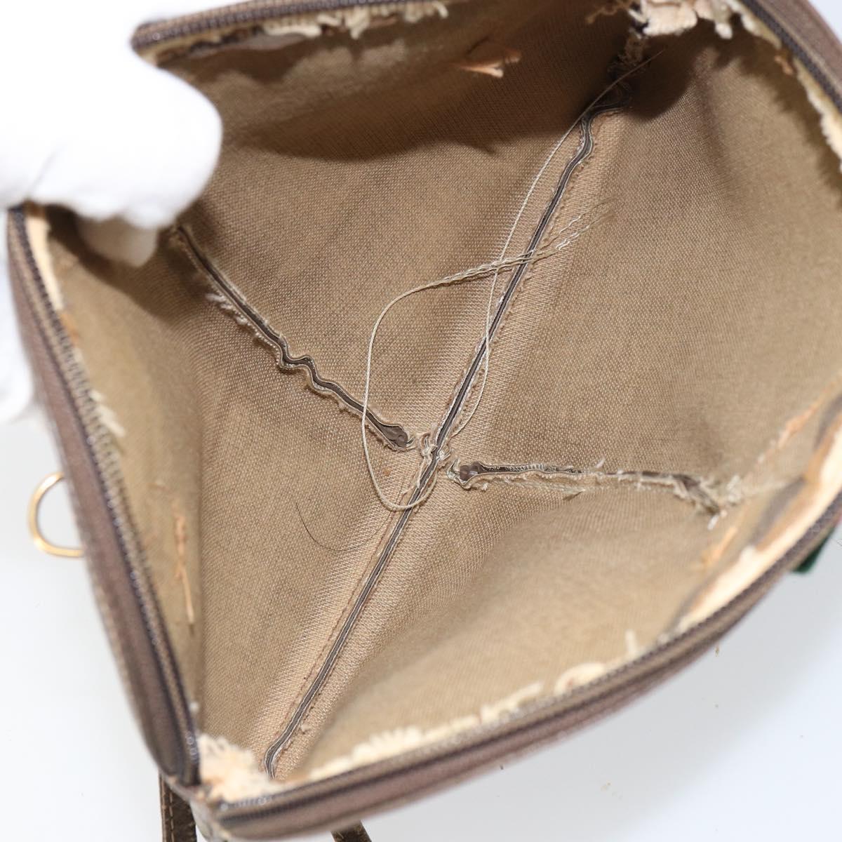 GUCCI GG Supreme Web Sherry Line Shoulder Bag PVC Beige Gold Auth 165494
