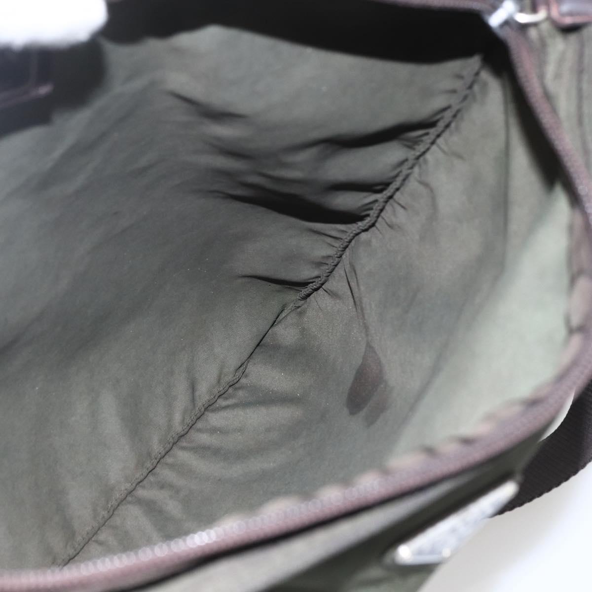 PRADA Shoulder Bag Nylon Khaki Silver Auth 165495