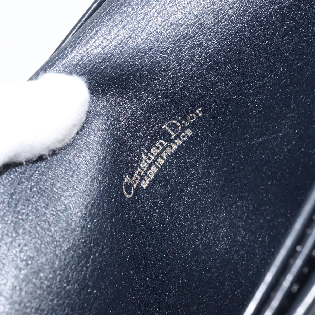Christian Dior Trotter Canvas Clutch Bag Navy Gold Auth 165497