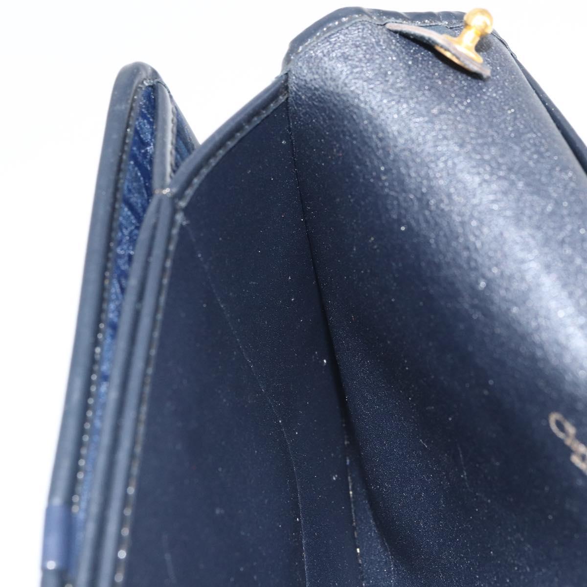 Christian Dior Trotter Canvas Clutch Bag Navy Gold Auth 165497
