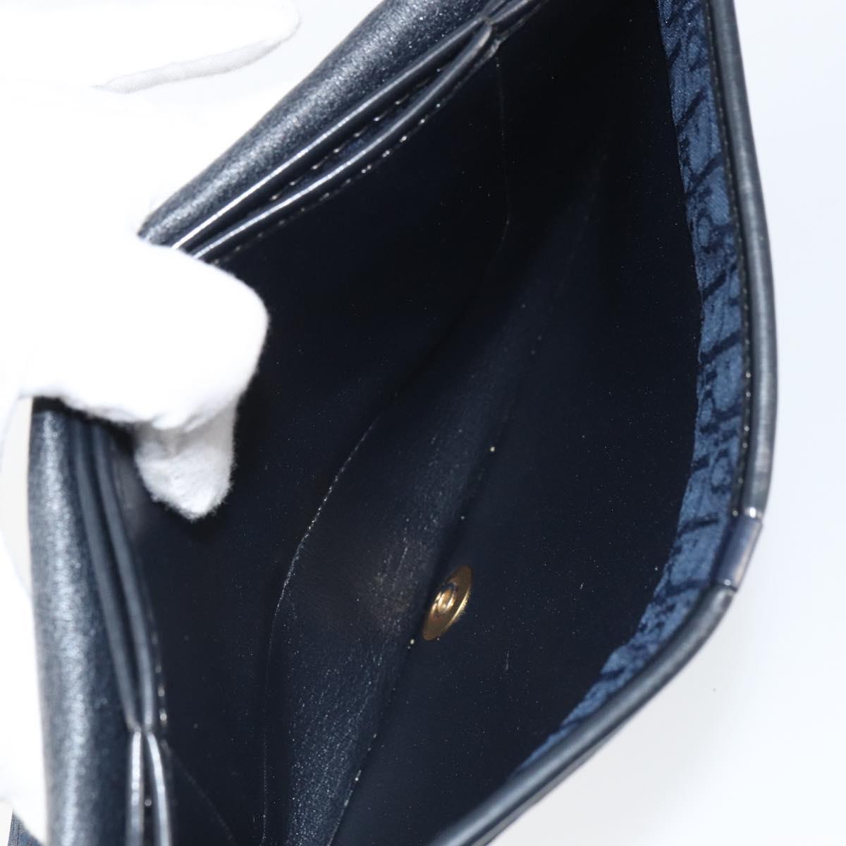 Christian Dior Trotter Canvas Clutch Bag Navy Gold Auth 165497